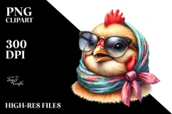 Portrait Chicken with Silk Scarf PNG Product Image 2