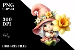 Cute Baby Gnome with Daffodil PNG Product Image 2