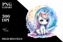 Moon Painting Unicorn | Clipart Product Image 1