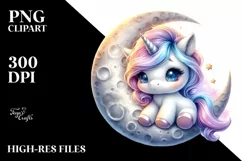 Moon Painting Unicorn | Clipart Product Image 1