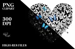 Butterflies Silhouettes Heart PNG Product Image 2
