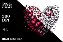 Butterflies Silhouettes Heart PNG Product Image 2