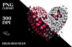 Butterflies Silhouettes Heart PNG Product Image 2