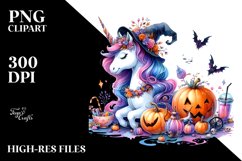 Vibrant Halloween Unicorn Clipart Product Image 1