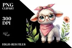 Funny Baby Lamb Bandana es Eyes | Clipart Product Image 3