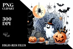 Watercolor Cobweb Halloween Clipart, Transparent PNG Product Image 1