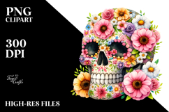 Cute Skull with Spring Flowers PNG Product Image 2