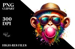 Colorful Monkey Portrait | Sublimation | Clipart. Product Image 3