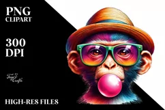 Colorful Monkey Portrait | Sublimation | Clipart. Product Image 1