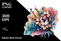 Abstract Stained Cherry Blossom, Sublimation PNG Product Image 1
