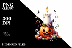 Funny Candle Halloween Clipart, PNG Product Image 1