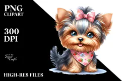 Watercolor Cute Cartoon Yorkshire Terrier Product Image 2