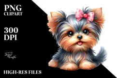 Watercolor Cute Cartoon Yorkshire Terrier Product Image 2