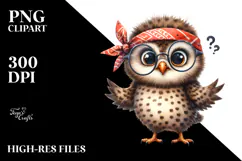 Baby Owl Bandana es White Background | Clipart Product Image 2