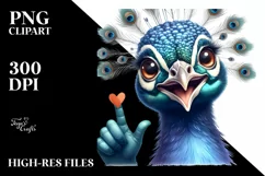 Funny Peacock Love Sign Watercolor Clipart Product Image 3