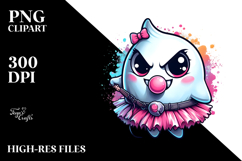 Chibi-Style Ghost with Tutu and Bubble Gum PNG Product Image 2