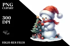 Cute Baby Snow Men with Christmass Tree PNG Product Image 2