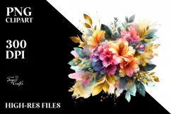 Abstract Bouquet Gold Foil Watercolor Sticker Clipart Product Image 3