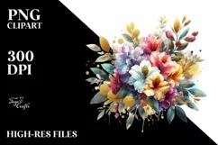Abstract Bouquet Gold Foil Watercolor Sticker Clipart Product Image 3