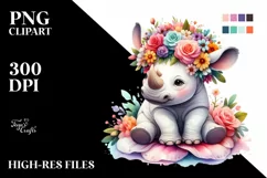 Vibrant Rhino Flower Crown Clipart Product Image 3