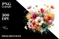 Vibrant Cosmos Bouquet | Sublimation | Clipart Product Image 3