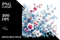 Washed Watercolor with Small Orchid | Clipart Product Image 2