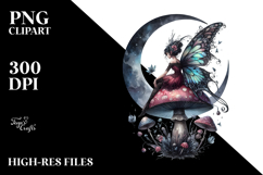 Gothic Fairy on Mushroom Creative PNG Product Image 2