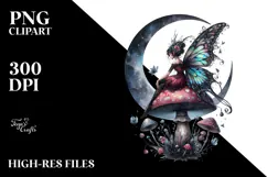 Gothic Fairy on Mushroom Creative PNG Product Image 2