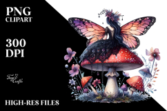 Gothic Fairy on Mushroom Creative PNG Product Image 2