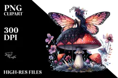 Gothic Fairy on Mushroom Creative PNG Product Image 2