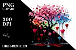 Watercolor Tree with Blood and Hearts PNG Product Image 2