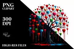 Watercolor Tree with Blood and Hearts PNG Product Image 2