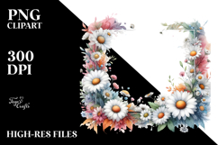 Colorful Daisy Frame PNG Product Image 2