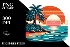 Retro Tropical Island Sunset PNG Product Image 2