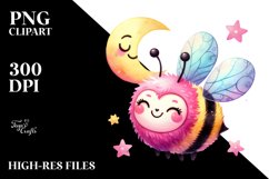 Bee with Smiling Moon PNG Product Image 2