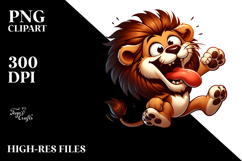 Cartoon Lion Jumping with Rolling Eyes PNG Product Image 2