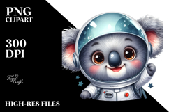 Energetic Baby Koala with Astronaut Helmet PNG Product Image 2