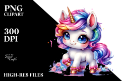 Cute Baby Unicorn playing, Transparent PNG Product Image 2