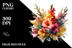 Abstract Vibrant Bouquet with Gladiolus PNG Product Image 2