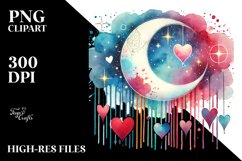 Valentines Hearts Moon PNG Product Image 2