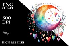 Valentines Hearts Moon PNG Product Image 2