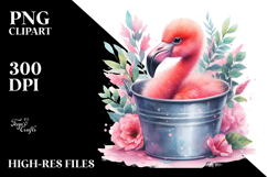 Baby Flamingo in Bucket Sublimation Clipart Product Image 2