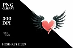 Colorful Wings Heart PNG Product Image 2