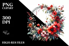 Vibrant Abstract Red Flower Wreath | Watercolor Product Image 3