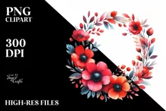 Abstract Vibrant Wreath Red Flowers | Clipart Product Image 1