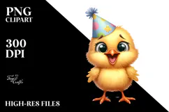 Baby Chick Standing Party Hat Confused Smil Sublimation Product Image 2