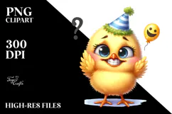 Baby Chick Standing Party Hat Confused Smil Sublimation Product Image 2