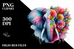 Vibrant 3D Elephant Made of Flowers | Sublimation | Clipart. Product Image 1