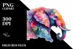 Vibrant 3D Elephant Made of Flowers | Sublimation | Clipart. Product Image 3