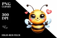 Funny Bee Love Sign Watercolor Clipart Product Image 1